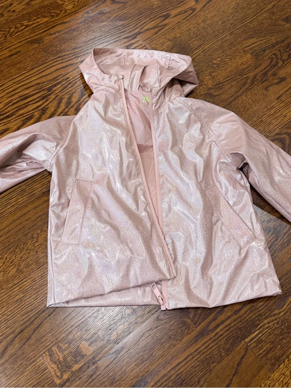 Zara Iridescent Light Pink Hooded Rain Jacket for toddler